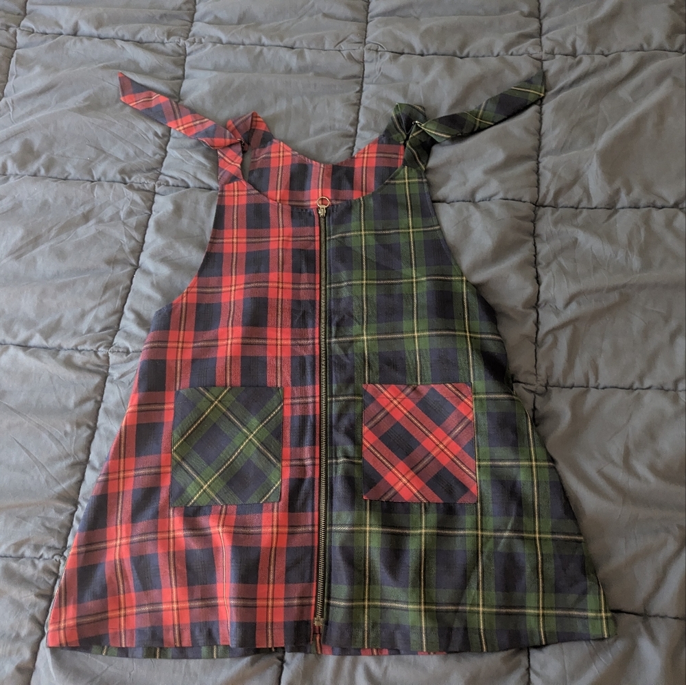 Blackmilk Plaid Colorblock Apron Dress